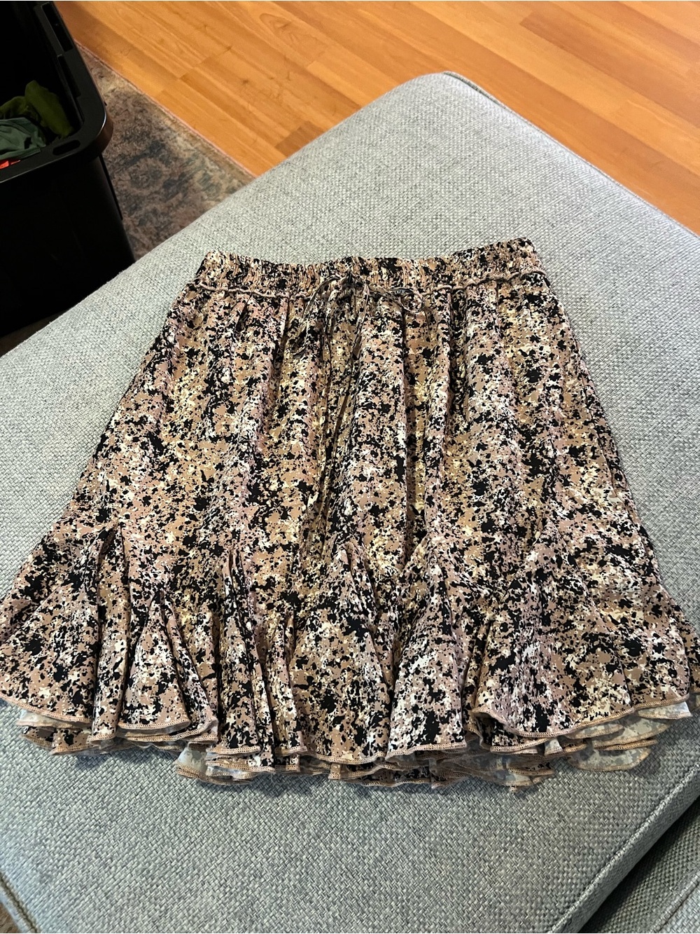 Peach Love California Pink & Black Ruffle Mini Skirt